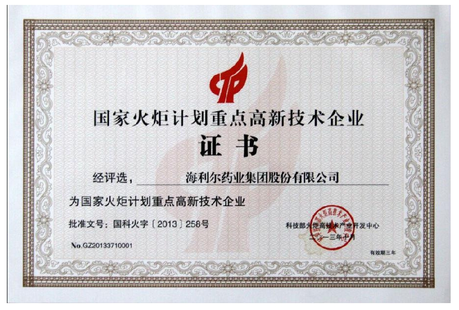 國家火炬計(jì)劃重點(diǎn)高新技術(shù)企業(yè)